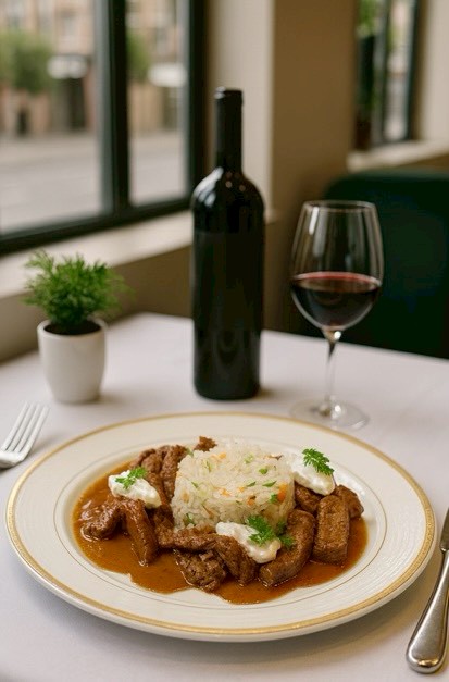 俄式燴牛肉附蔬菜飯
