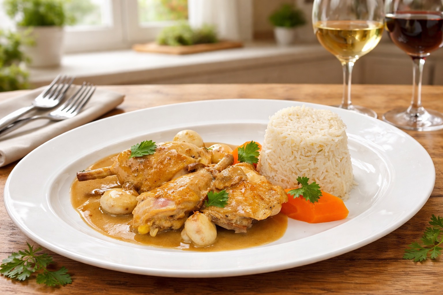 牛肝菌奶油燴雞與披拉夫飯